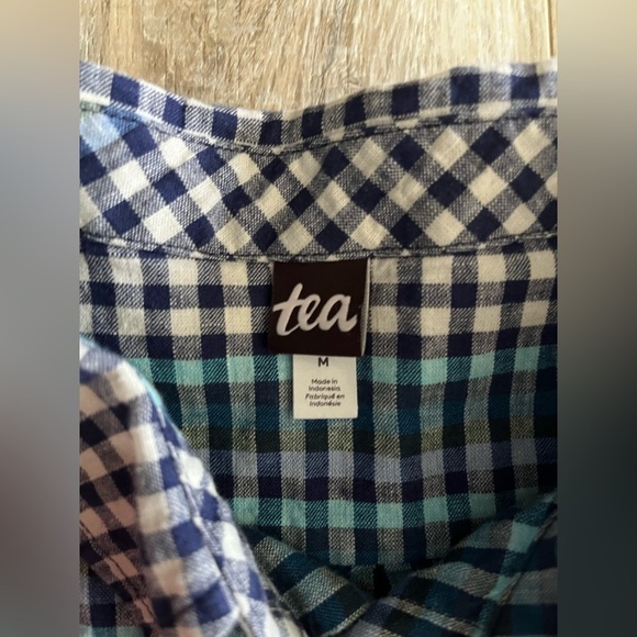 Tea Collection Men’s Button-Up Woven Shirt Lamu Plaid Cotton Linen Mix - Medium - Picture 5 of 10
